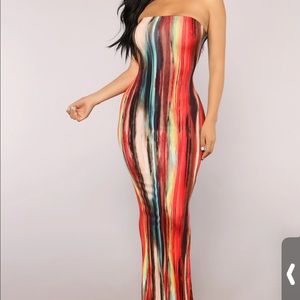 Red multicolor tube dress